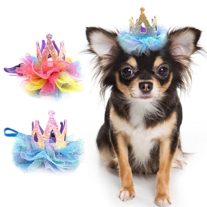 Pet Birthday Hat with Lace Crown