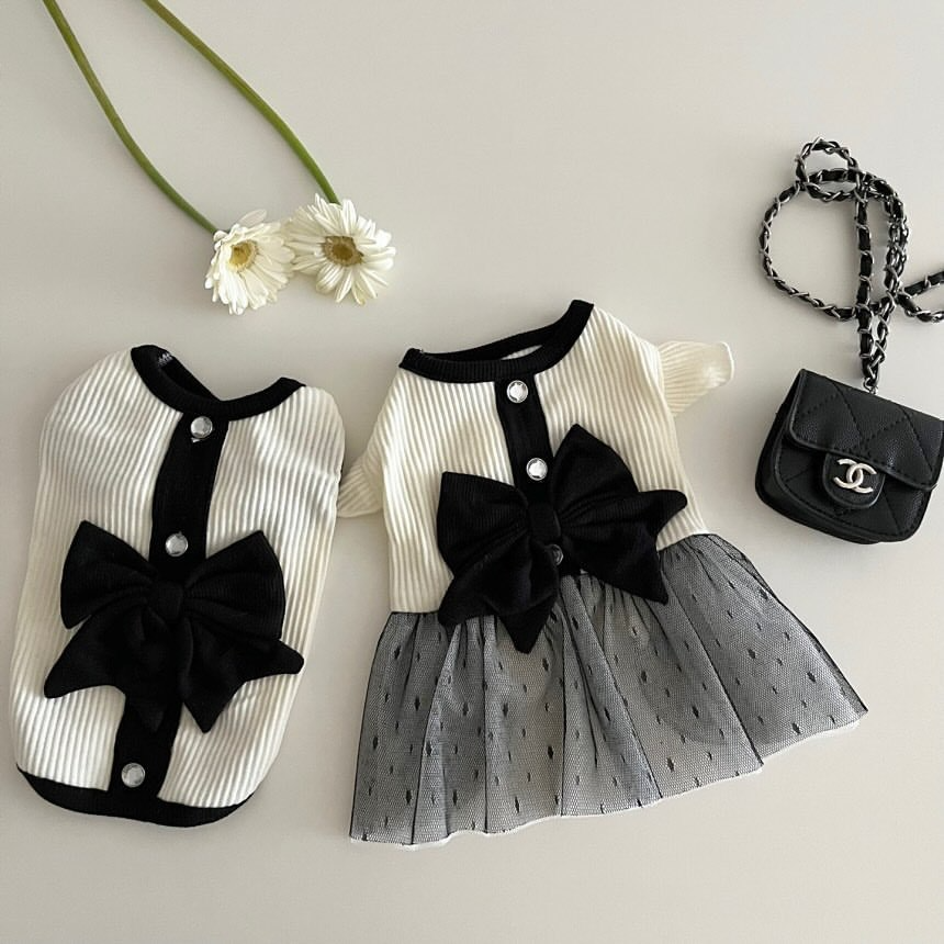 Elegant Black and White Pet Outfit