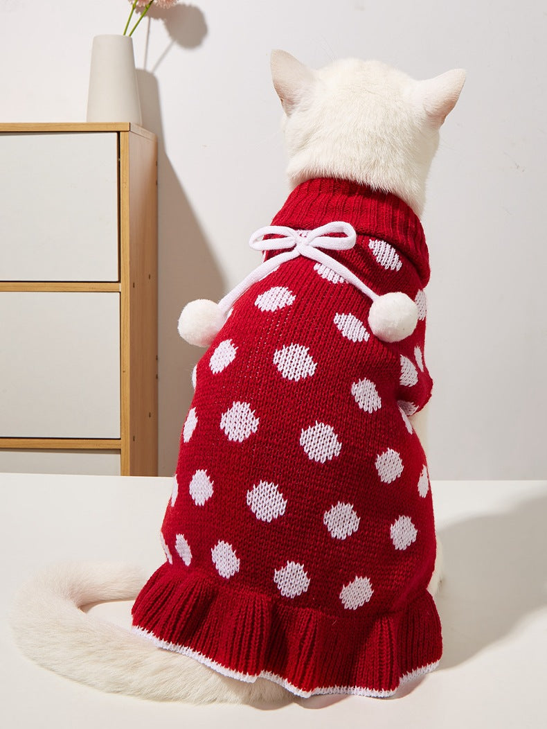 Lovely Polka Dot Cat Sweater