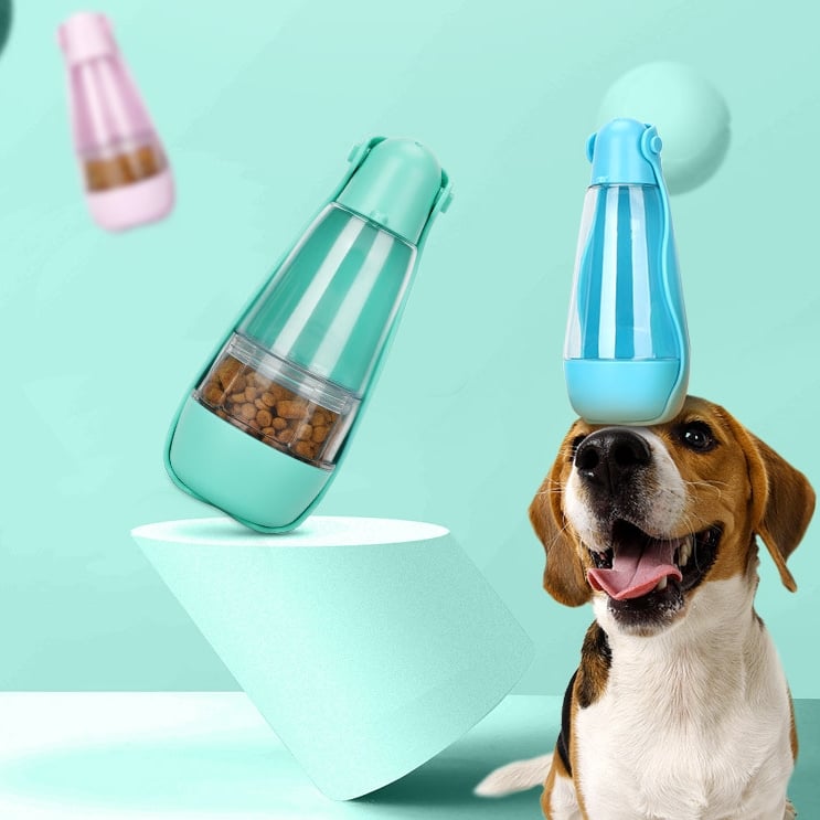 2-in-1 Portable Travel Pet Water & Food Bottle